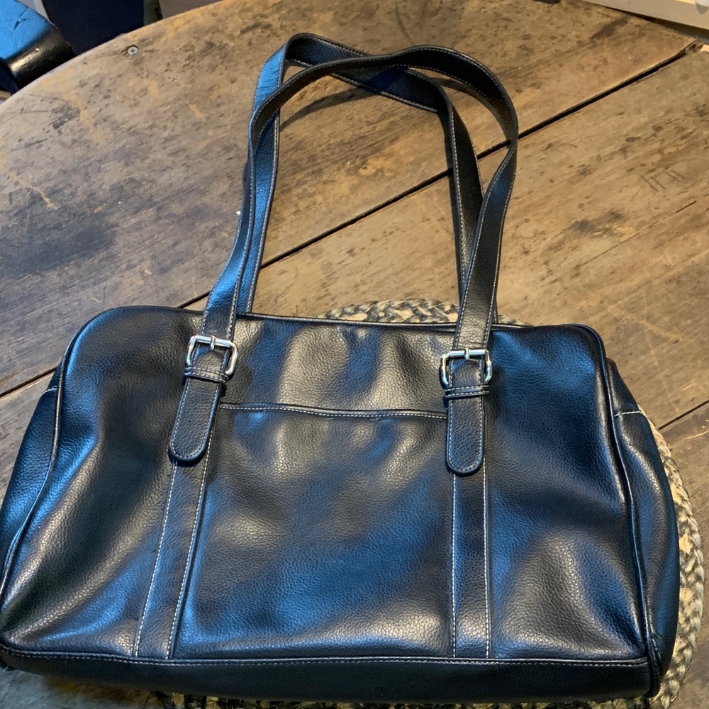 Like New Black Faux Leather Tote Bag